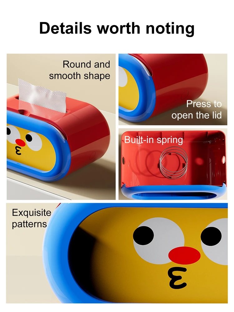 Uforu Lustige Emoji Taschentuch-Aufbewahrungsbox mit großem Fassungsvermögen, niedlicher Tisch-Taschentuchhalter, dekorativer Organizer für Zuhause – Detail 6