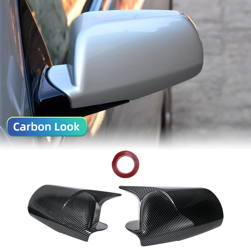 Rearview Mirror Case Cover in Carbon Fiber Pattern or Black Finish
