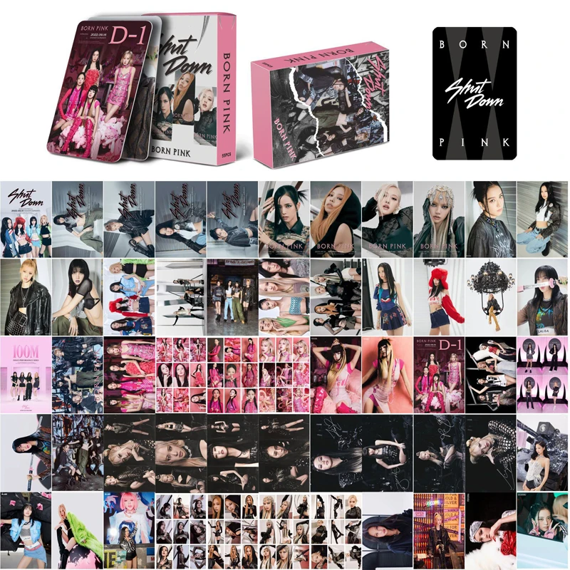 55pcs set kpop bangtan boys bp lisa pink lomo card new album photocards korean fashion group idol postcard for fans gift 55Pcs/  Kpop Set For Black and Pink Album BORN PINK Photocards JISOO JENNIE LISA ROSE Collectible LOMO Card Set Fan Collection