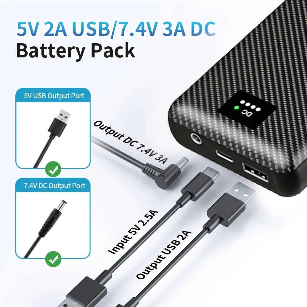 Power Bank 40000mAh for Heating Vest DC 7.4V Heated Jacket Portable Battery Wearable Cool Fan for Summer Fishing Cooling Vest