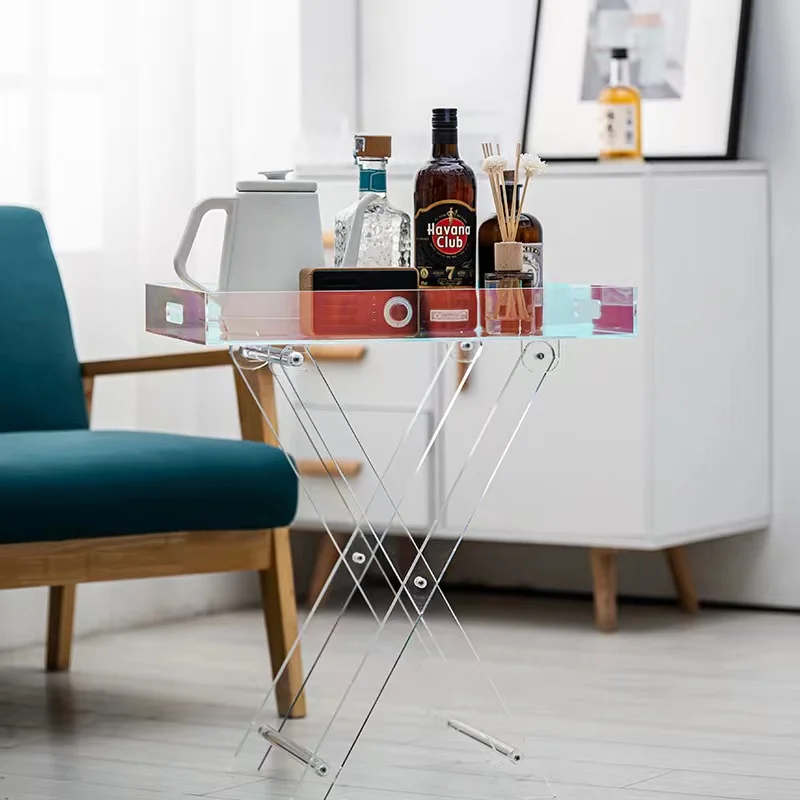 

Acrylic Folding Transparent Coffee Table Modern Minimalist Portable Sofa Side Table Fashion Creative Nightstand Home Furniture