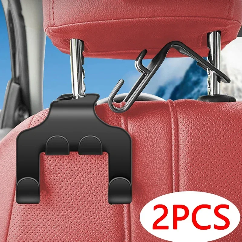 Black ABS Car Seat Back Double Headrest Hanger Hook