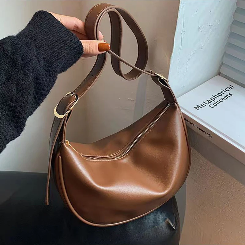 

2023 New Luxury Hobos Bag Fashion Designer PU Leather Vintage Women's Trend Armpit Shoulder Crossbody Handbag