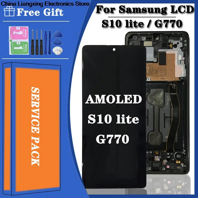 

Super amoled para samsung galaxy s10 lite g770 SM-G770F SM-G770F/ds display lcd tela de toque digitador assembléia fita adesiva