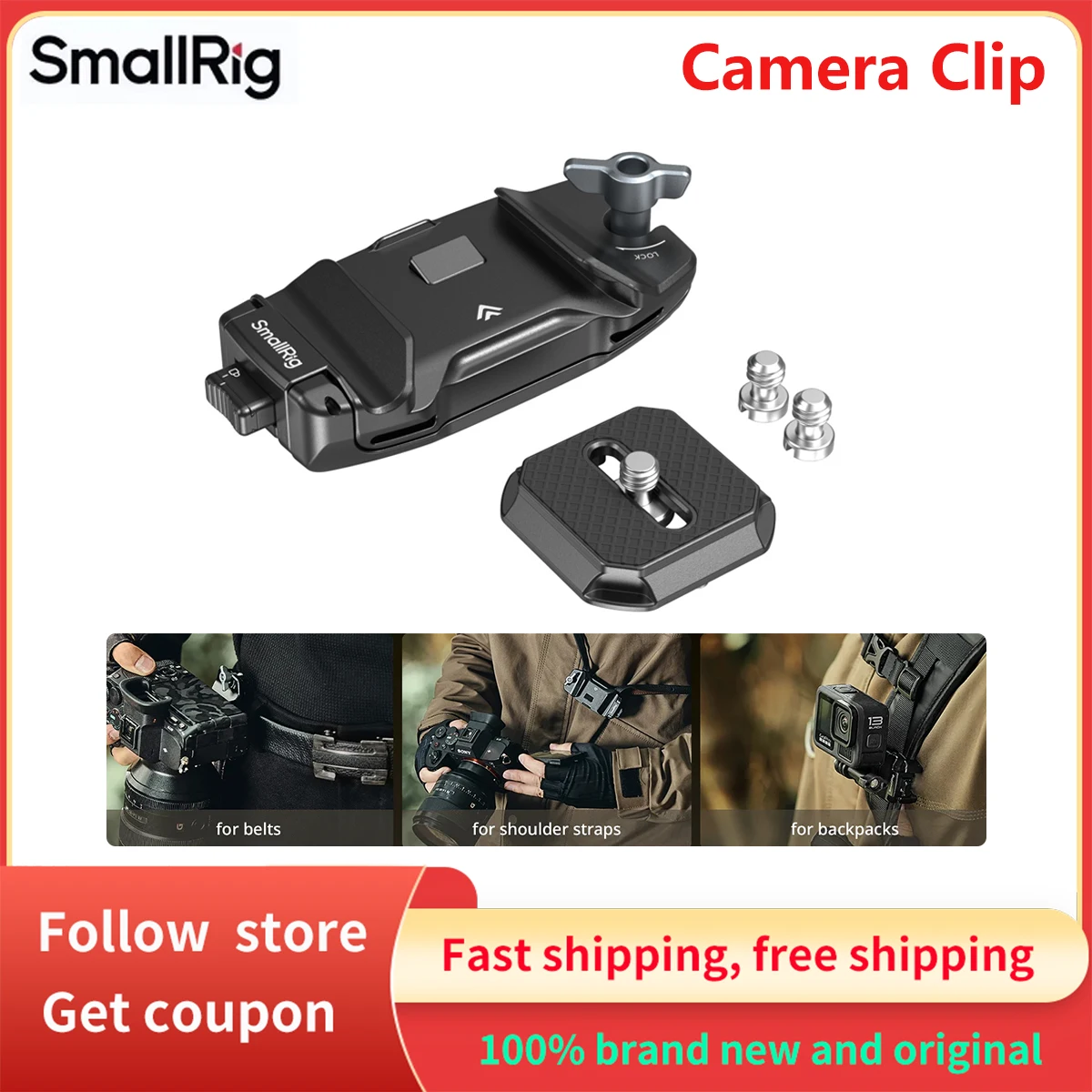 SmallRig Camera Clip Clamp with Quick Release Mount Plate for Arca-type ...