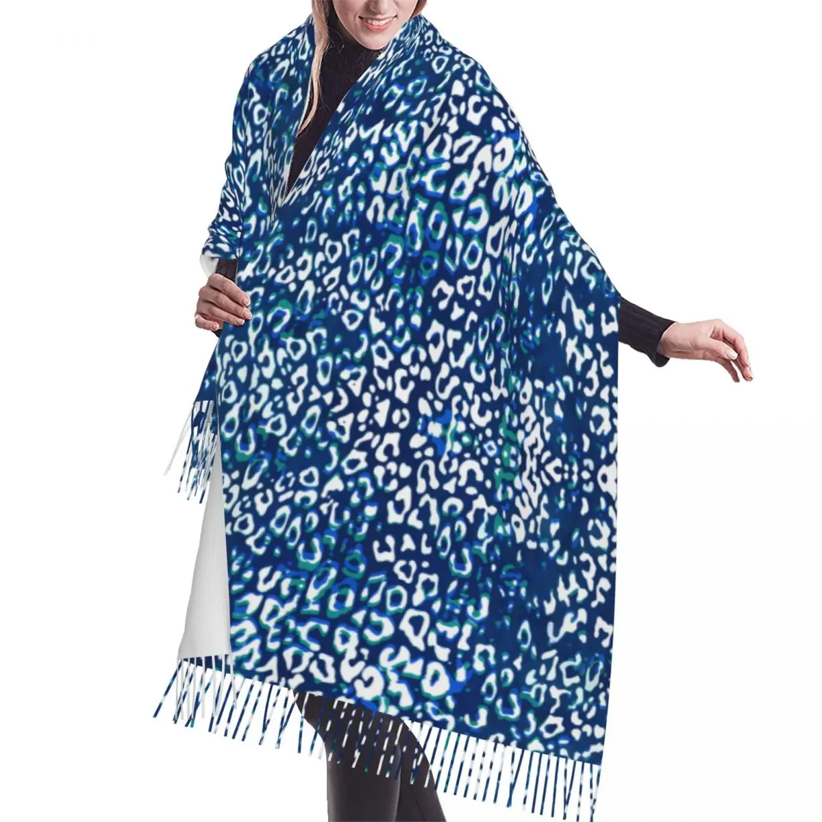 

Leopard Animal Pattern Scarf Wrap Women Long Winter Fall Warm Tassel Shawl Unisex Fashion Versatile Female Scarves