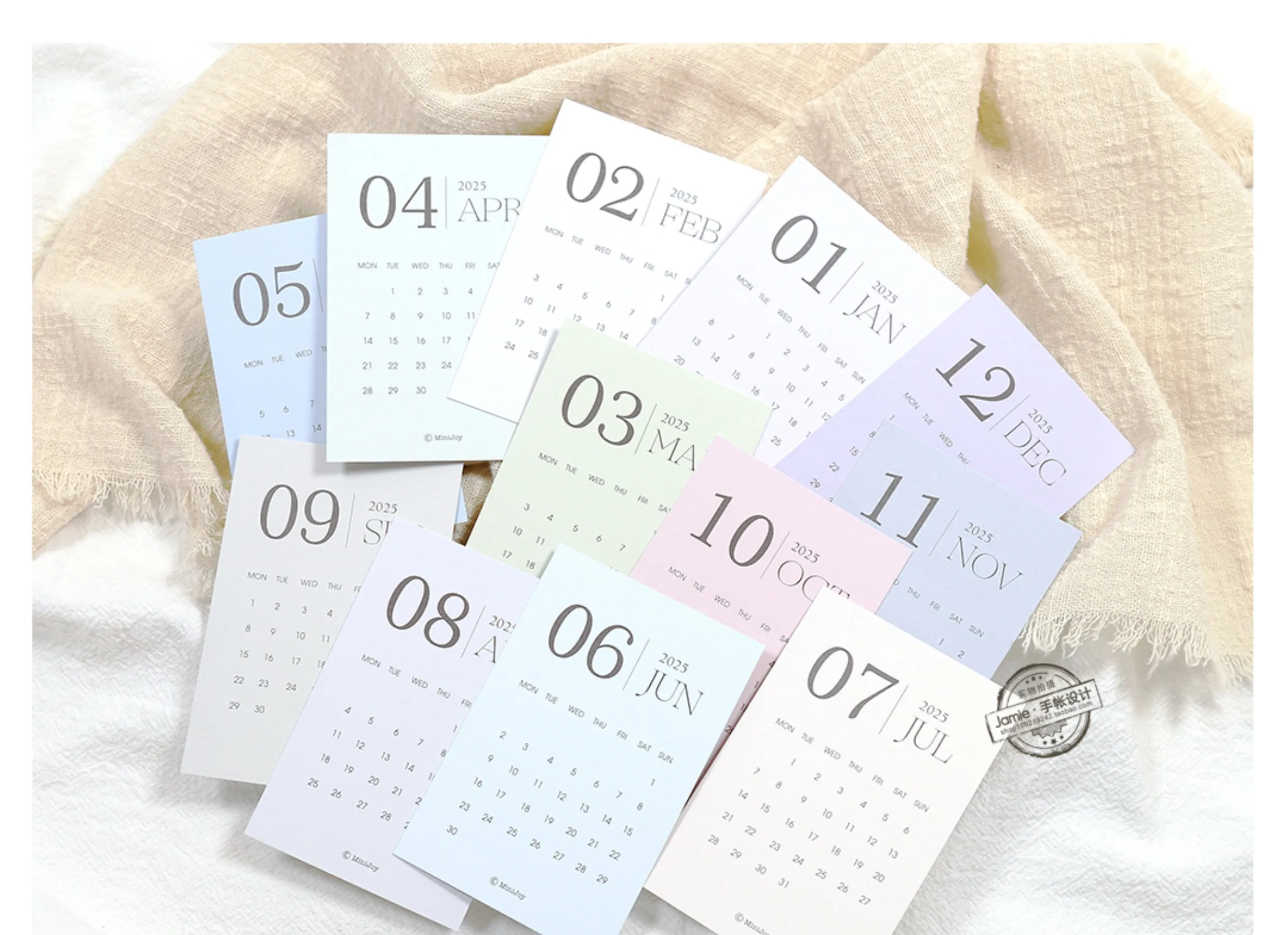 MINKYS Kawaii Calendar Card 12 Month Calendar Card Paper Decorative School Stationery Supplies desk calendar wall calendar paper wall calendar christmas advent calendar habit tracker calendar dry erase calendar