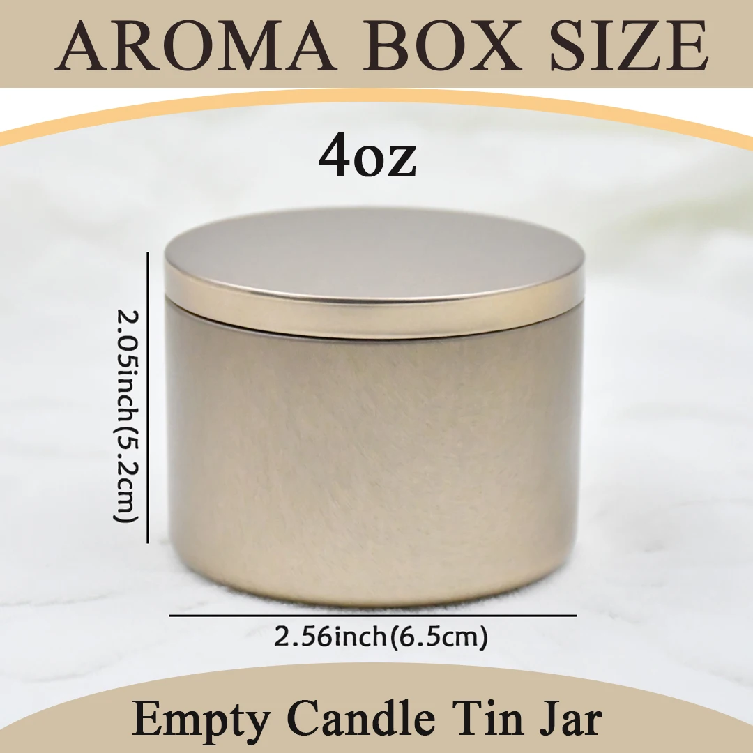Champagne Golden 4oz/8oz Metal Candle Jars with Lid for DIY Crafts Storage and Holiday Gifts 24pcs