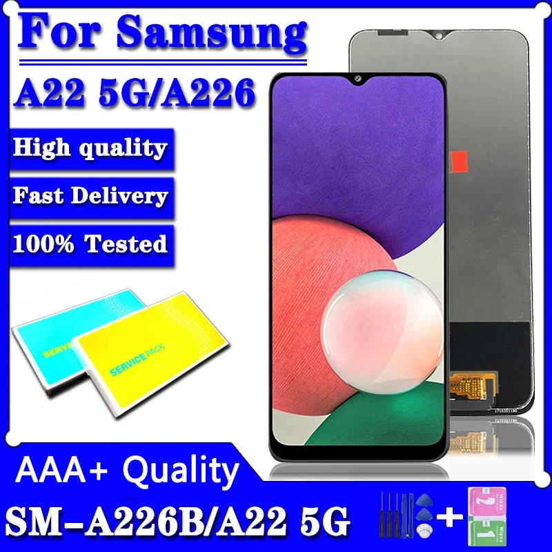 

Хорошее качество для Samsung A22 5G LCD A226B SM-A226B/DSN дисплей сенсорный экран дигитайзер в сборе Замена для дисплея A226