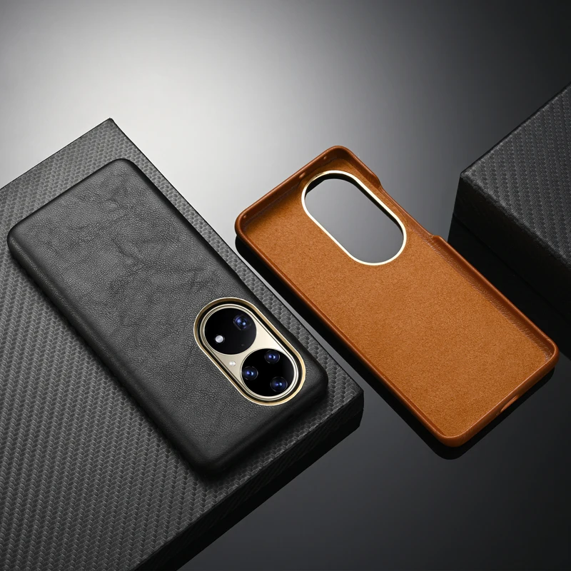For Huawei P50 Pro Case Luxury PU Leather Business Protective Back Cover with Flocking inside For Huawei P 50 Pro