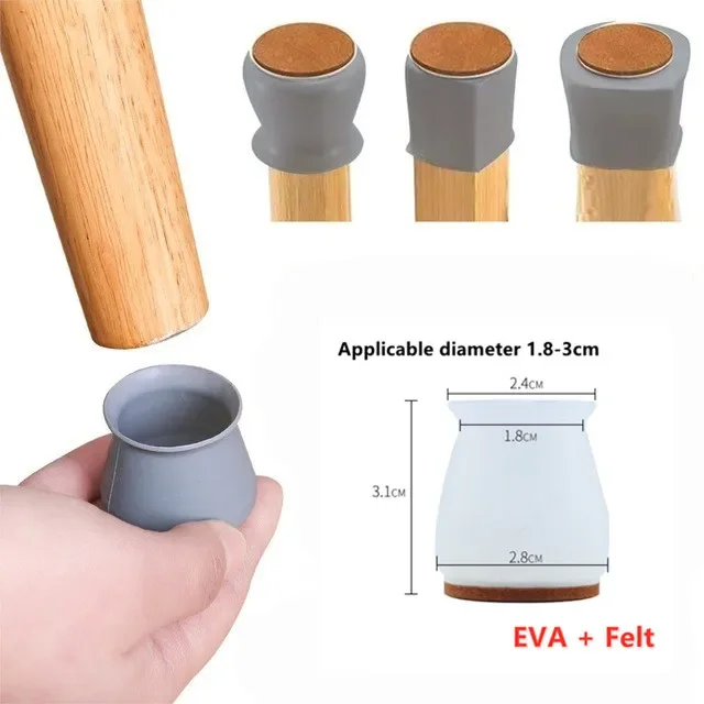 Silicone Chair Leg Protectors with Non-Slip Felt Pads - Set of 16, Floor Scratch Guards