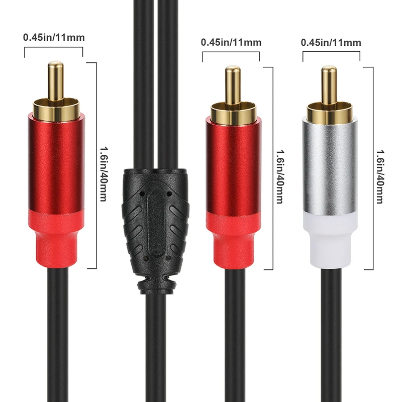 Premium RCA Cable Splitter - Male to Female Audio Extension Converter for Amplifiers & Speakers