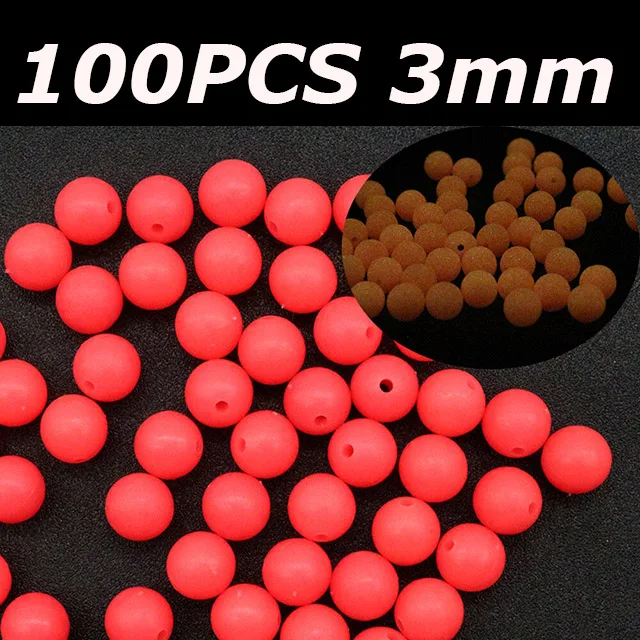 100 pz/lotto fagioli spaziali da pesca palline galleggianti rotonde luminose Stopper Glow Rigging Beads accessori per esche in plastica rosso verde  18