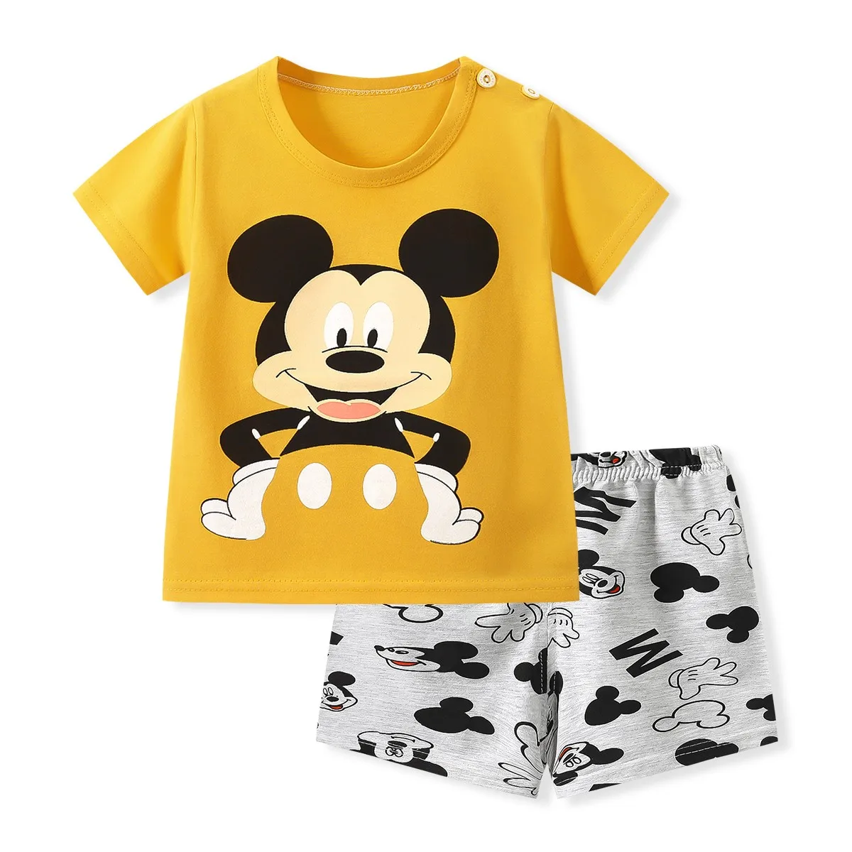 de ropa de Mickey Mouse para bebé, ropa deportiva informal para camisetas y pantalones cortos, disfraz infantil de dibujos animados de 0 4|Conjuntos de ropa| -