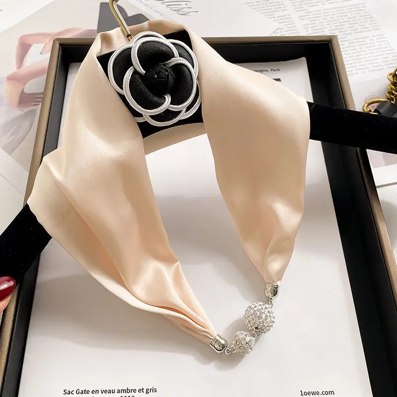 

Plain Pearl Pendant Small Silk Scarf Strap Necklace Neckties Neck Ribbon Satin Scarf Neckerchief Neck Ties