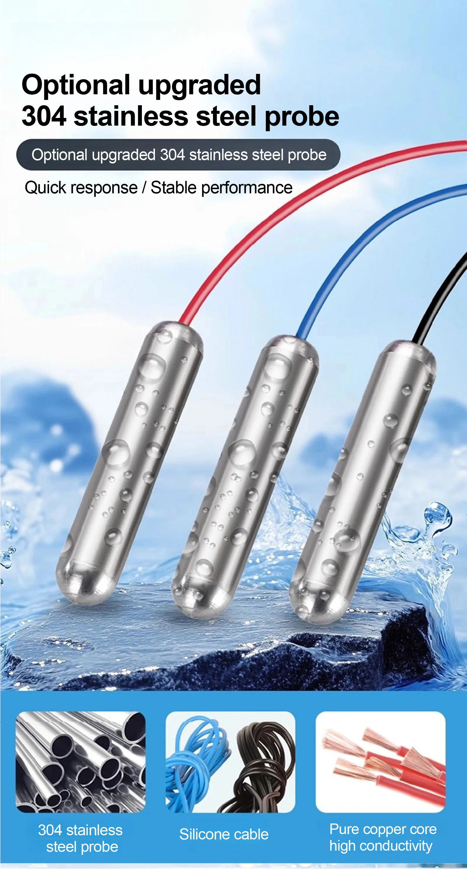 AC220V/DC24V Automatic Water Level Controller with Three‑Wire Probe Float Switch