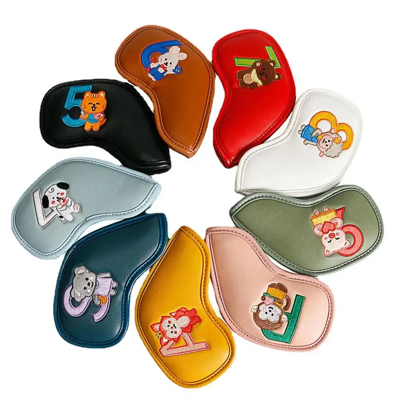 

9 Pcs/Set Golf Club Head Covers PU Leather Golf Iron Cover Set Outdoor Sport Golf Accessoires