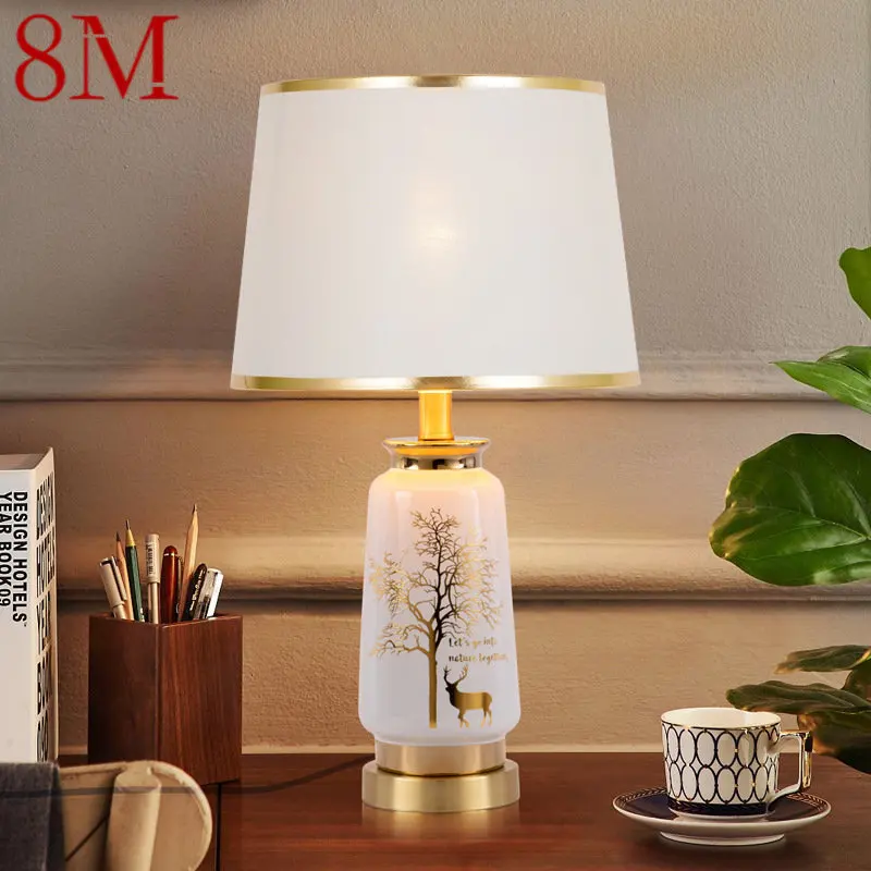 

8M Modern Ceramics Table Lamp LED Dimming Creative Nordic Vintage Desk Light for Home Living Room Bedroom Bedside