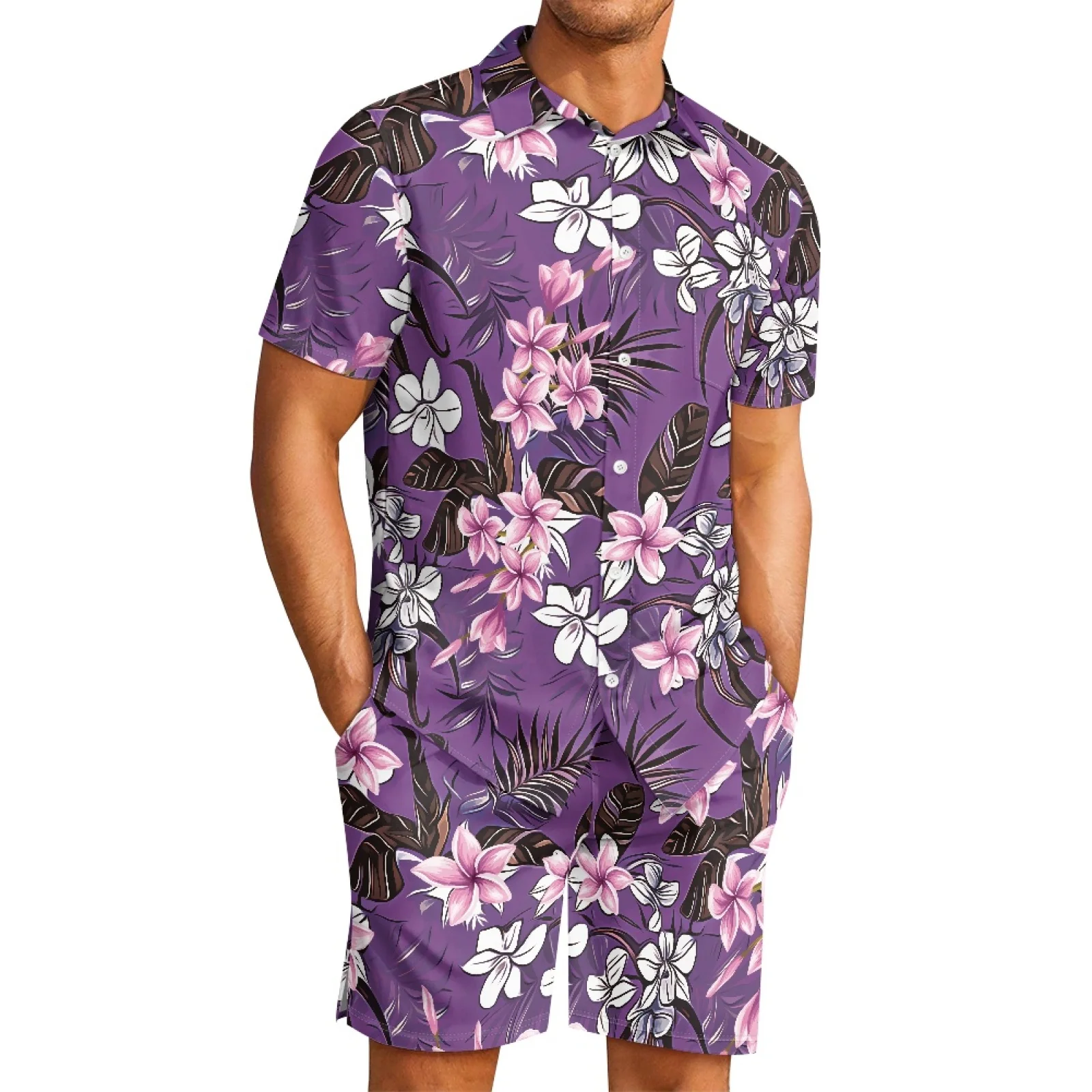 

Polynesian Tribal Samoan Totem Tattoo Samoa Prints Men Button Shirt Plumeria Short Sleeve Quick-Dry Polyester Shorts Sweat Suit