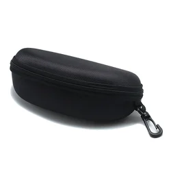 Compact Hard-Shell Eyewear Travel Case with Carabiner Clip (Black)