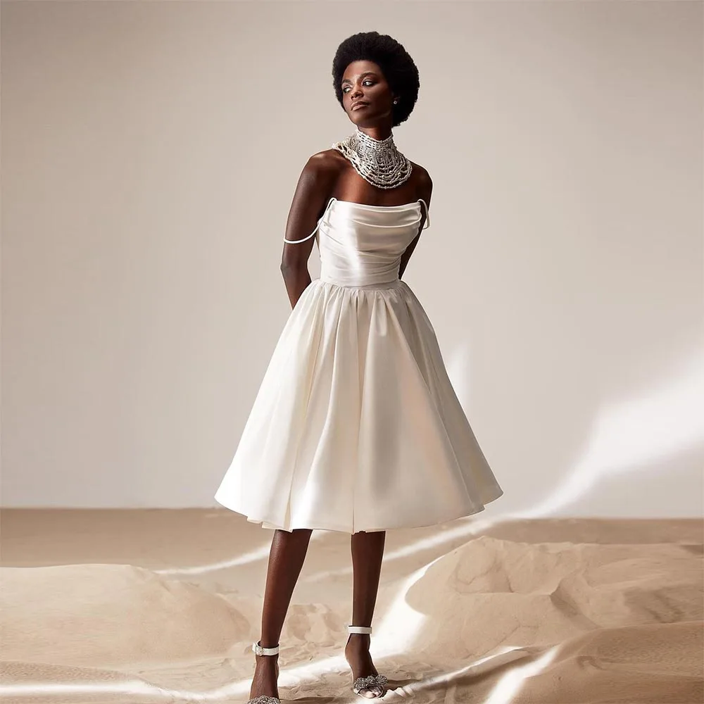 

Sevintage Simple Short Wedding Dresses Sleeveless Spaghetti Strap A-Line vestidos de novia Civil Bridal Gown