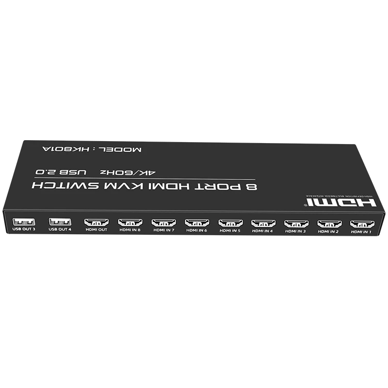 HK801A New Invention Usb2.0 Selector 8In 1Out 3840X2160P@60Hz Kvm Switch Usb Hdmi 8 Port Kvm Switch