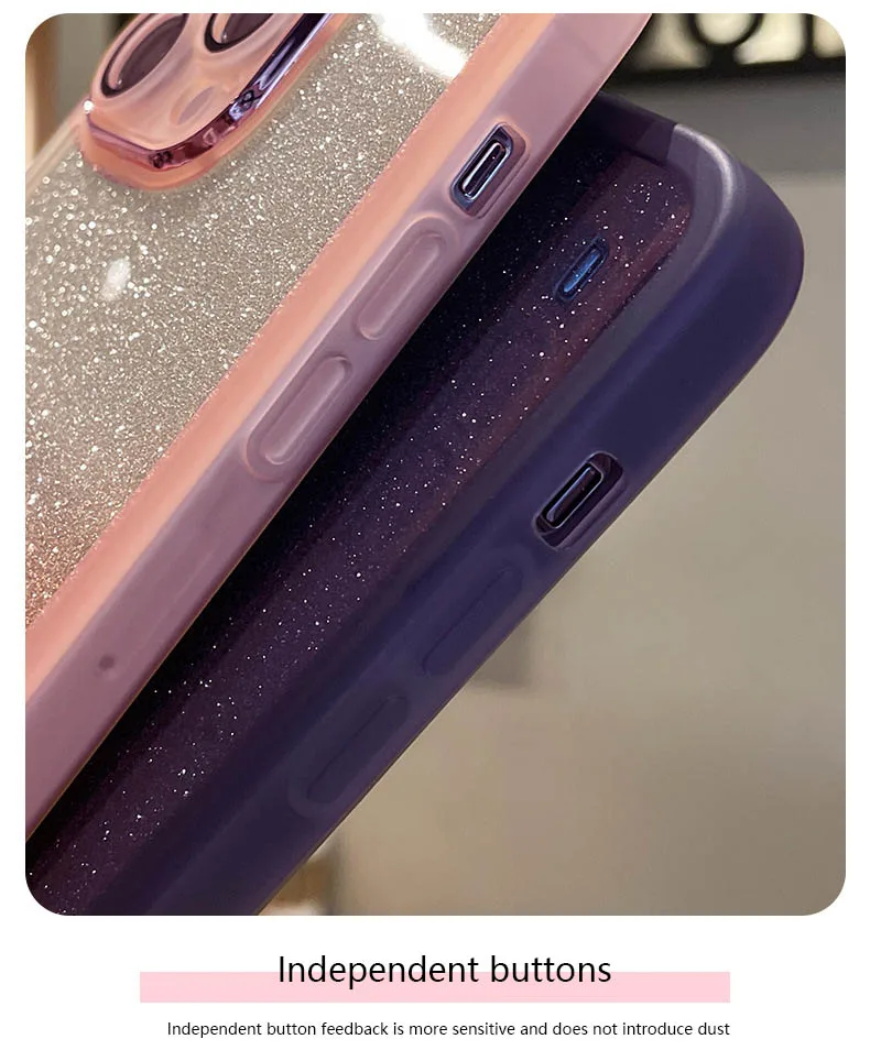 Elegant Glitter Shockproof Phone Case with Clear Silicone Back Cover