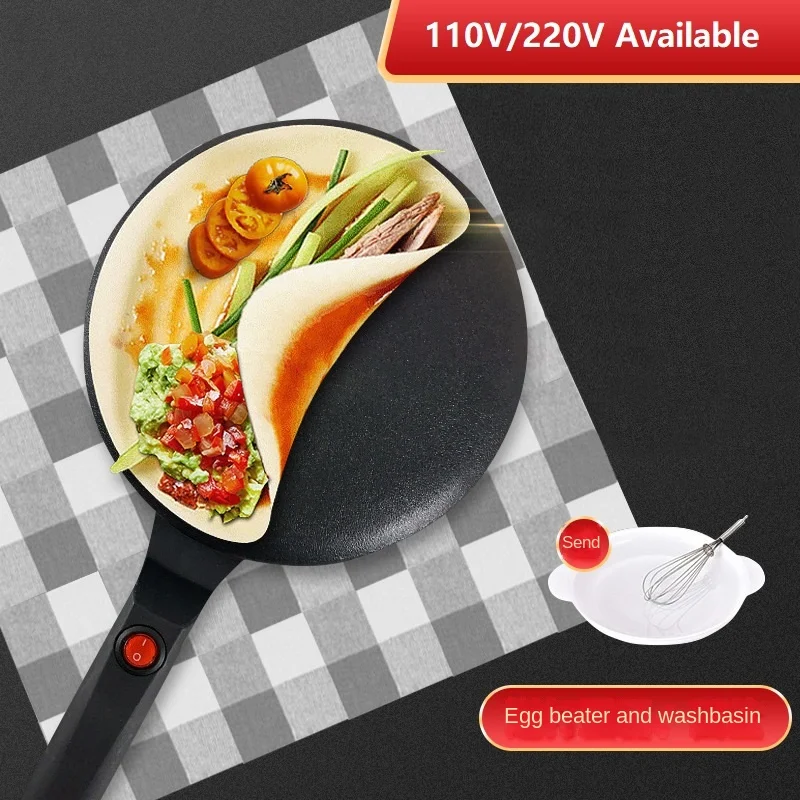 

110V 220V Electric Crepe Maker Fast Heating Household Pancake Baking Pan Machine Non-stick Breakfast Cake Maker
