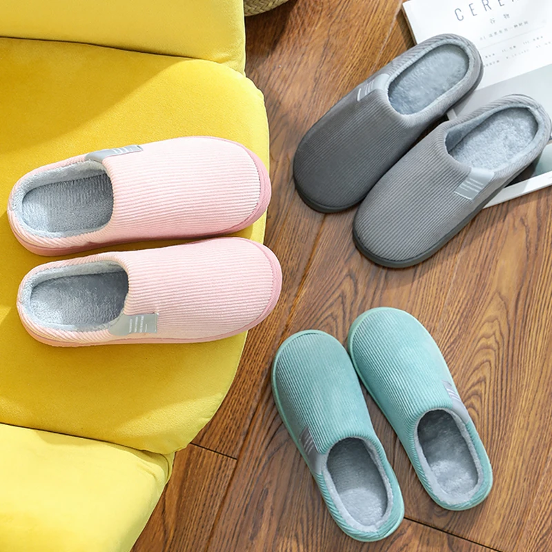 Fur Slippers Plush Slippers Men Women Couples House Non-slip Soft Shoes Indoor Bedroom
