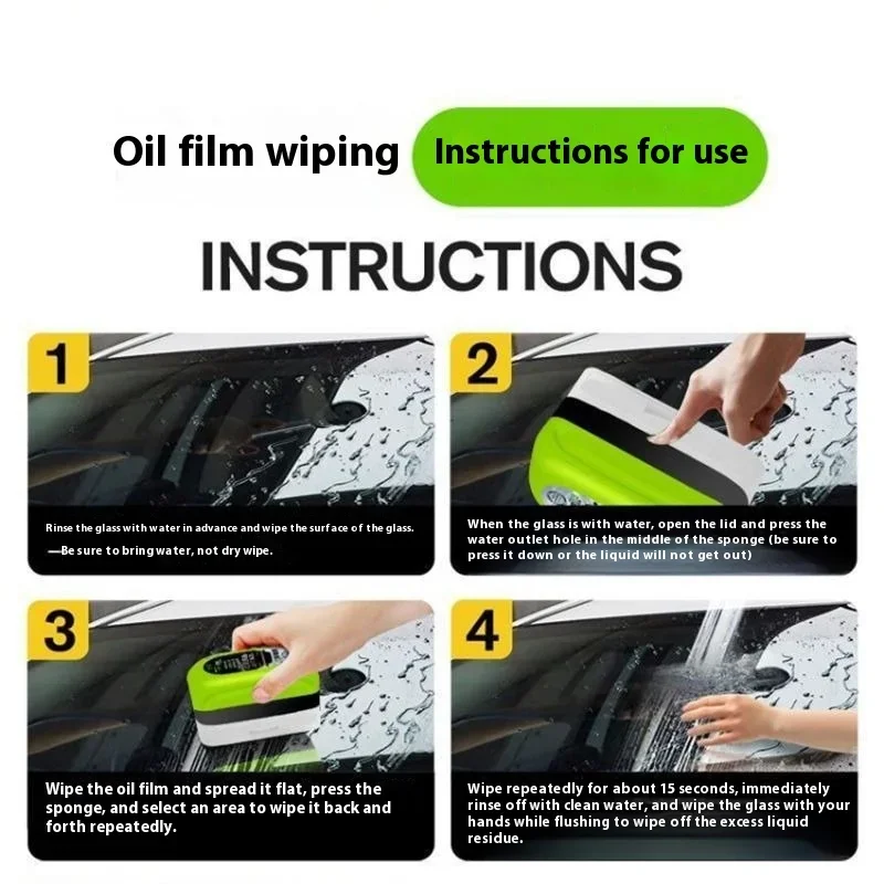 New Car Glass Oil Film Remover Automotive Glass Sponge Cleaning Brush Front Inner Windshield Oil Film Cleaner Clean Towel