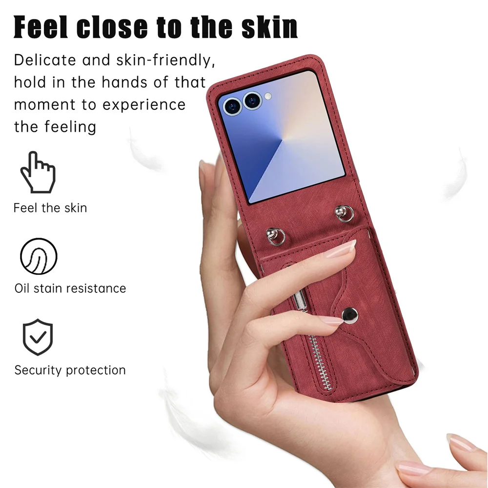 Elegant Leather Crossbody Zipper Wallet Phone Case with Card Holder