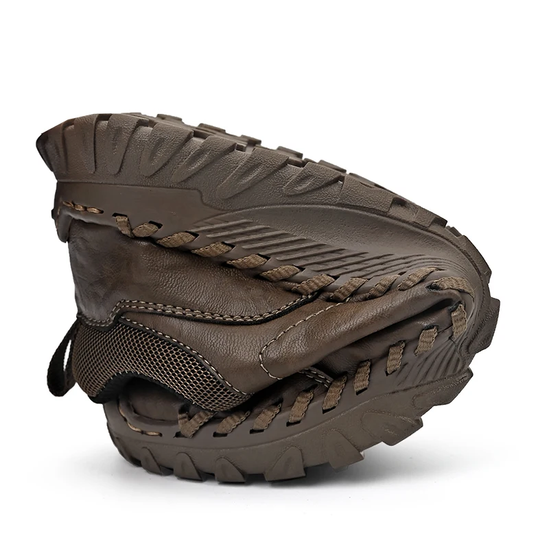 Spring Autumn Slip On Shoes Men Leather Casual Shoes With Zippers Designs Retro Style Handmade 6