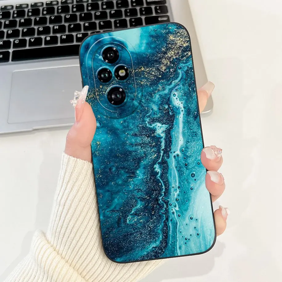 Luxury Marble Moon Frosted Shockproof Silicone Case - Soft Protective Bumper Cover