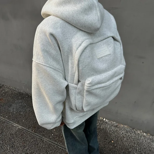 Heavyweight American Design Sensation 3D Backpack Hoodie Sweatshirt Men's Spring Autumn New Sport Jacket Casual Loose Fit 2