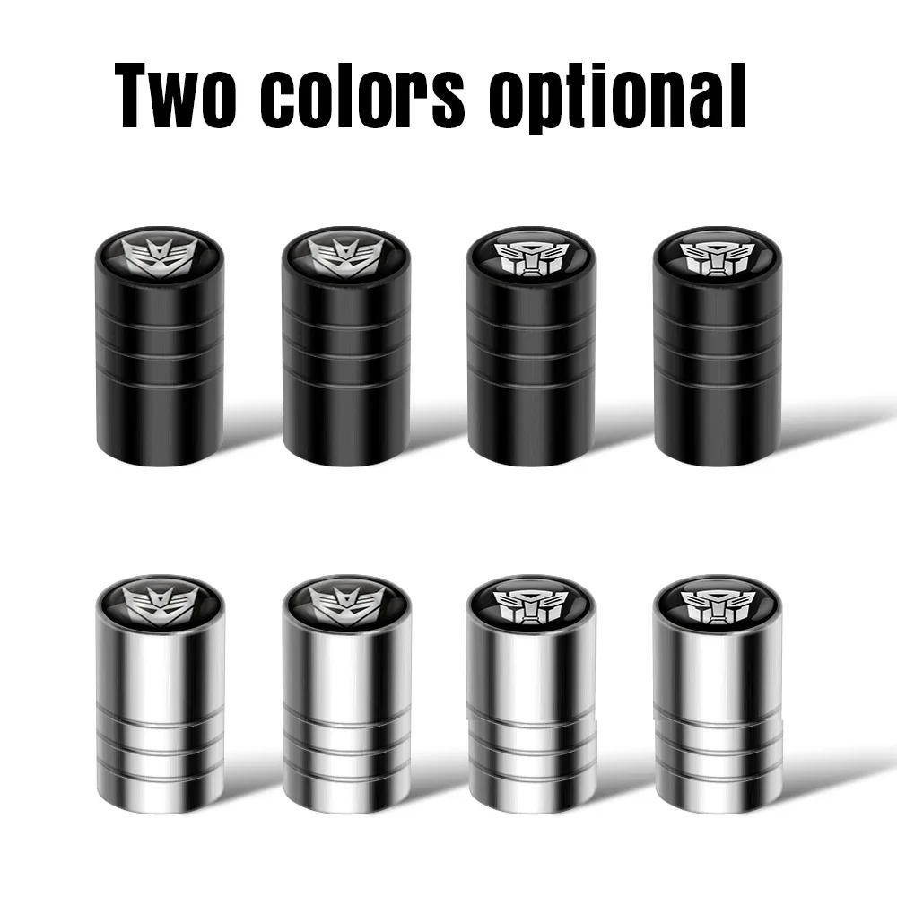 4Pcs Car Metal Wheel Tire Air Valve Caps Stem Cover Transformers Autobots Decepticons Emblem Modification Exterior Accessories