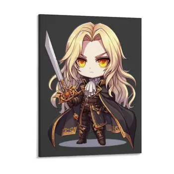 Surviving Out Of Spite Alucard Castlevania Chibi Canvas Paintings Decoration Iron Cinema Wall Custom Framed Wall Painting