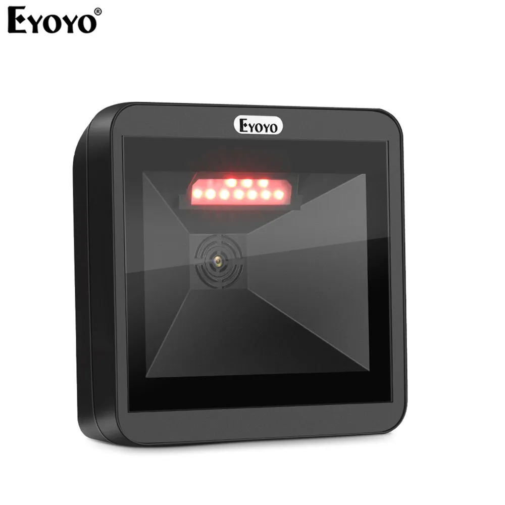 Eyoyo 2D Desktop Barcode Scanner, Omnidirectional Hands-Free Wired USB Big Barcode Reader 1D QR Screen Barcodes Scanning Scanner