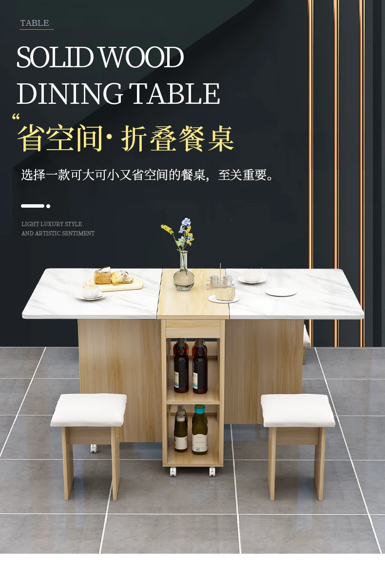 Folding Dining Table Set 4 Chairs Italian Nordic Luxury Dining Table Decorate Simple Mesas Y Sillas De Comedor Kitchen Furniture