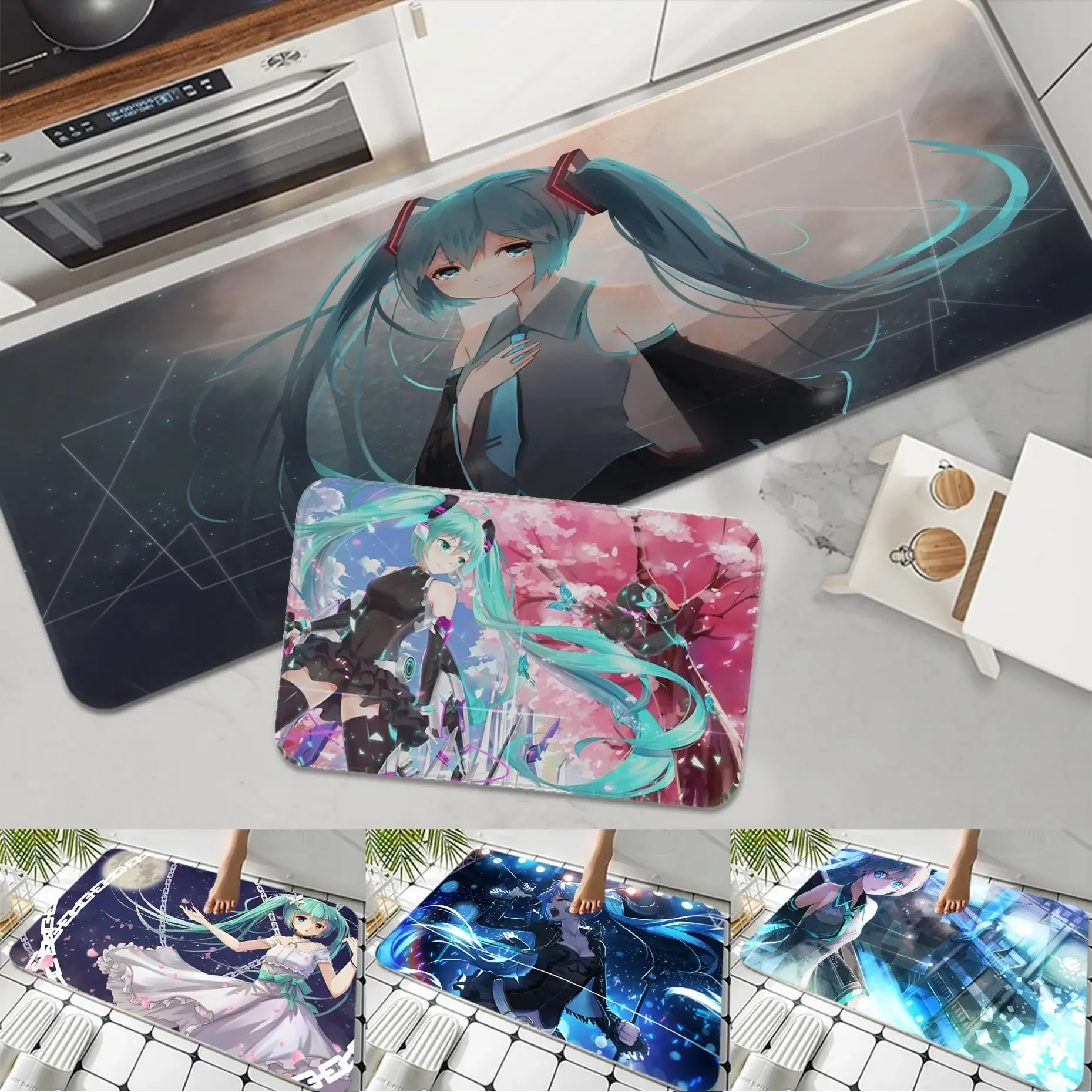 

Cartoon H-HatsuneS M-MikuS Floor Mat Entrance Door Mat Nordic Style Bedroom Living Room Doormat Home Balcony Modern Home Decor