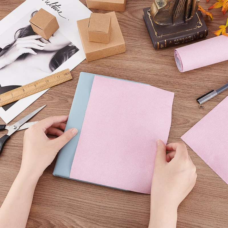 1 Sheet DIY Faux Suede Fabrics with Paper Back for Book Binding Pearl Pink 430x1000x0.3mm