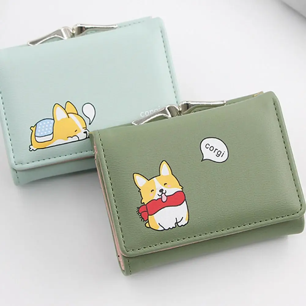 

Multiple Card Slots Multi Card Pockets PU Leather Clutch Bag Cartoon Shiba Inu Wallet Women Wallet Short Coin Purse Card Holder