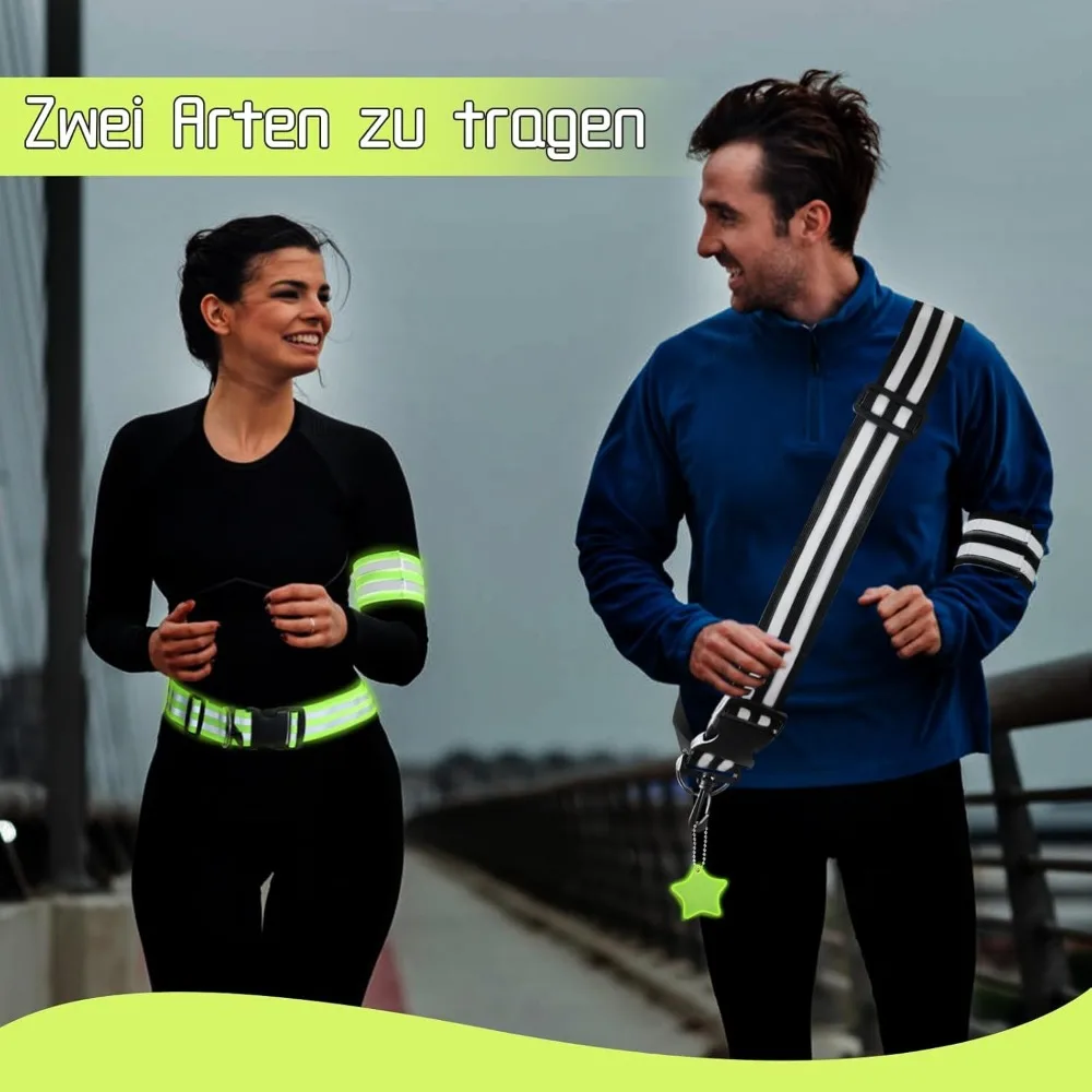 Reflective Safety Shoulder Belt High Visibility Night Safety Reflective Belt Elasticated Strip Adjustable Visible