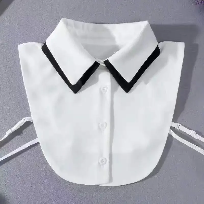2024 Anti Wrinkle Double-Layer Fake Collar For Shirt Detachable Collars Solid Shirt Lapel Blouse Top Women White Girls Clothes