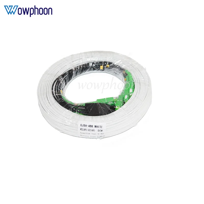 Singlemode SM Simplex FTTH Fiber Optic Jumper Cable, Steel Stengthen, 4SC/APC-4SC/APC, 2 Core customized