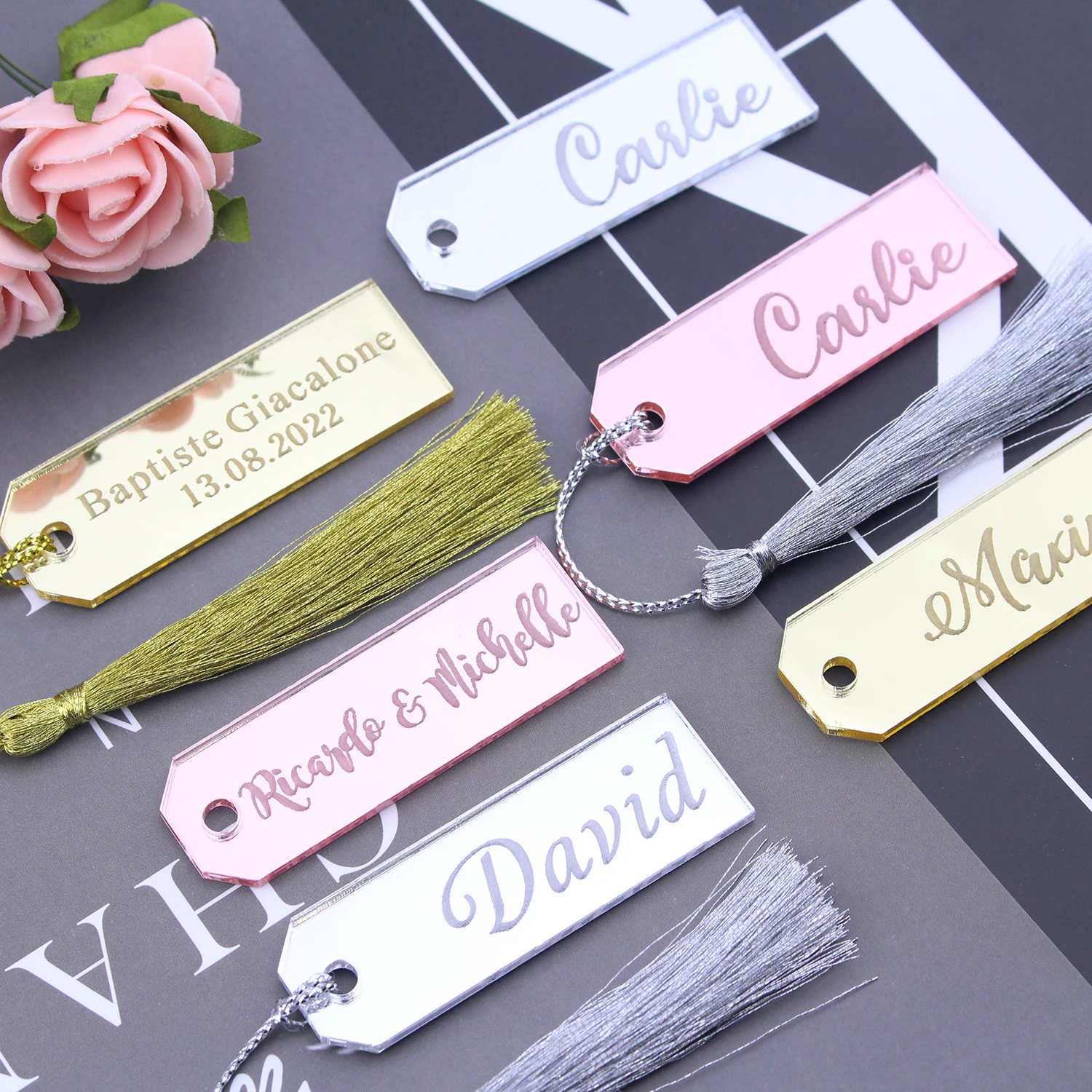  Set of 10 Mirrored Wedding Gift Tags, DIY Acrylic Blanks,  Personalized Luggage Tag, Acrylic Christmas Ornament (Rose Gold Mirror) :  Clothing, Shoes & Jewelry