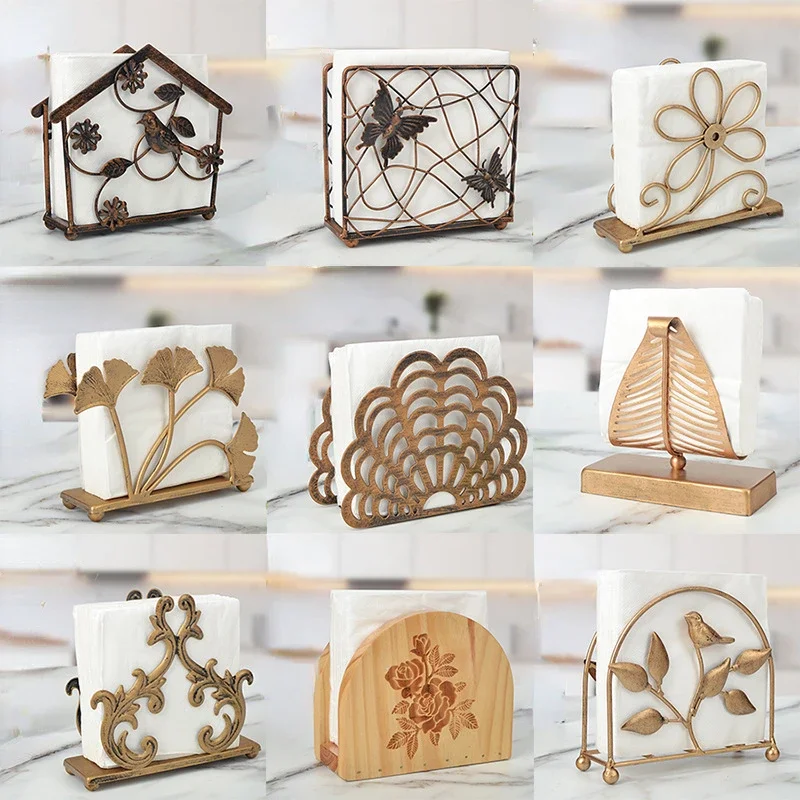 

Creative Retro Old Iron Kitchen Storage Restaurant Desktop Vertical Coffee Shop Napkin Holder