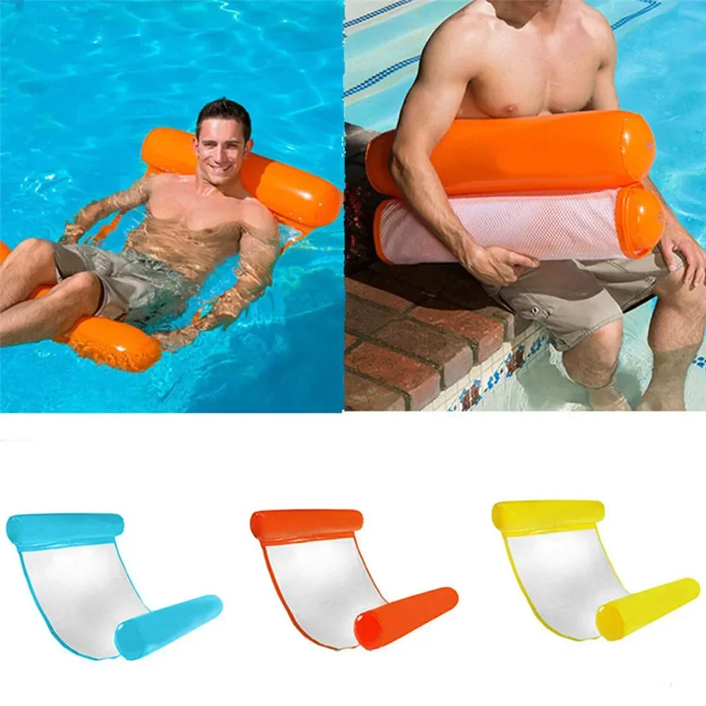 130x73cm Inflatable Floating Water Hammock – Air Mattress Swimming Hammock Pool Chair Lounge Bed, Max Load 200kg for Summer Relaxation Beach games & Inflatables Beach Toys and Leisure Accessories