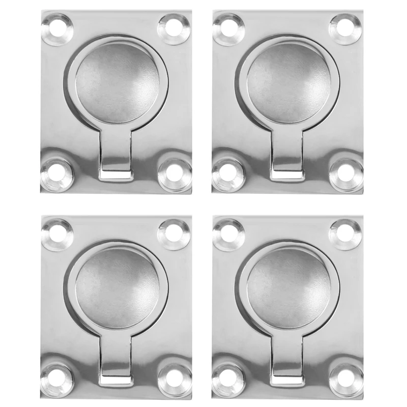 

4Pcs 48 X 38Mm Boat Locker Hatch Latch Cabinet Flush Mount Ring Pull Handle Marine Surfing Hardware 316 Stainless Steel