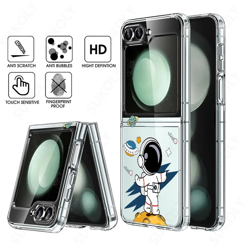 Cute Astronaut Pattern Transparent Folding Hard Case Cover
