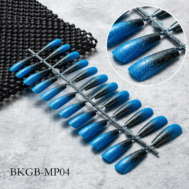 False Nail Gradient Pink Glitter Powder Designs Artificial Nail Tips Detachable Fake Nail Decoration Press on Nails Art